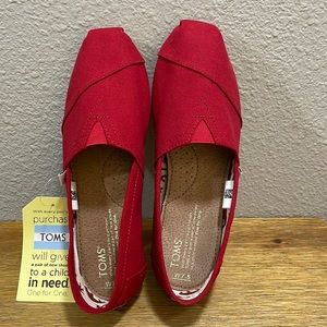 TOMS Womens Red Canvas Classic Size 7.5